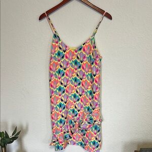 Floral silk Slip Dress with Ruffle Hem